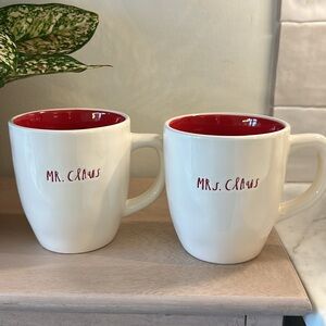 RAE DUNN Mr. and Mrs. Claus White and Red Mugs